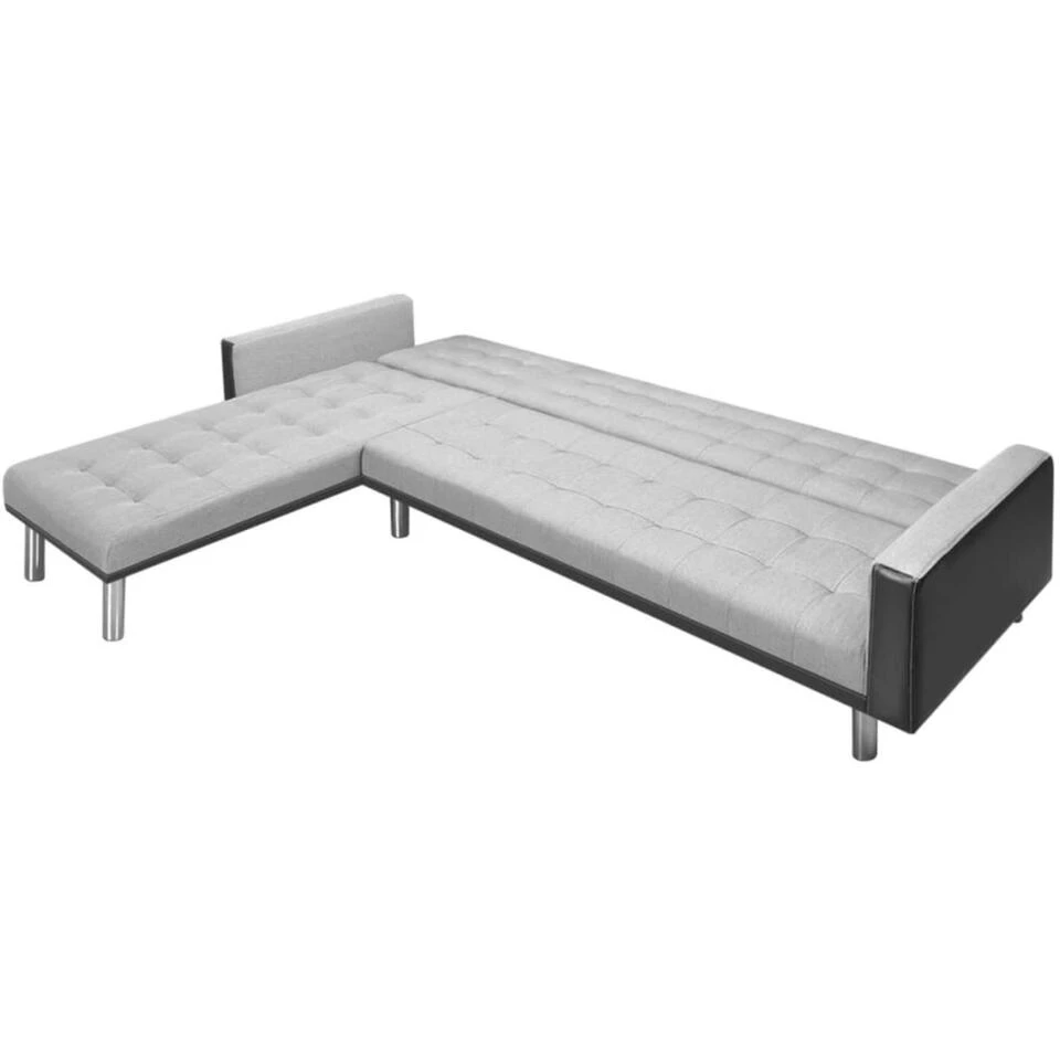 VidaXL Hoekslaapbank 218x155x69 Cm Stof Zwart En Grijs 5 VidaXL Hoekslaapbank 218x155x69 Cm Stof Zwart En Grijs - Afbeelding 4