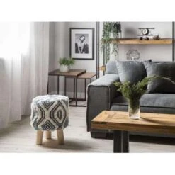 Beliani Hocker AGRA - Wit Wol, Katoen -LeenBakker Winkel 8b5f8500068448cfacedd6488fd6537a