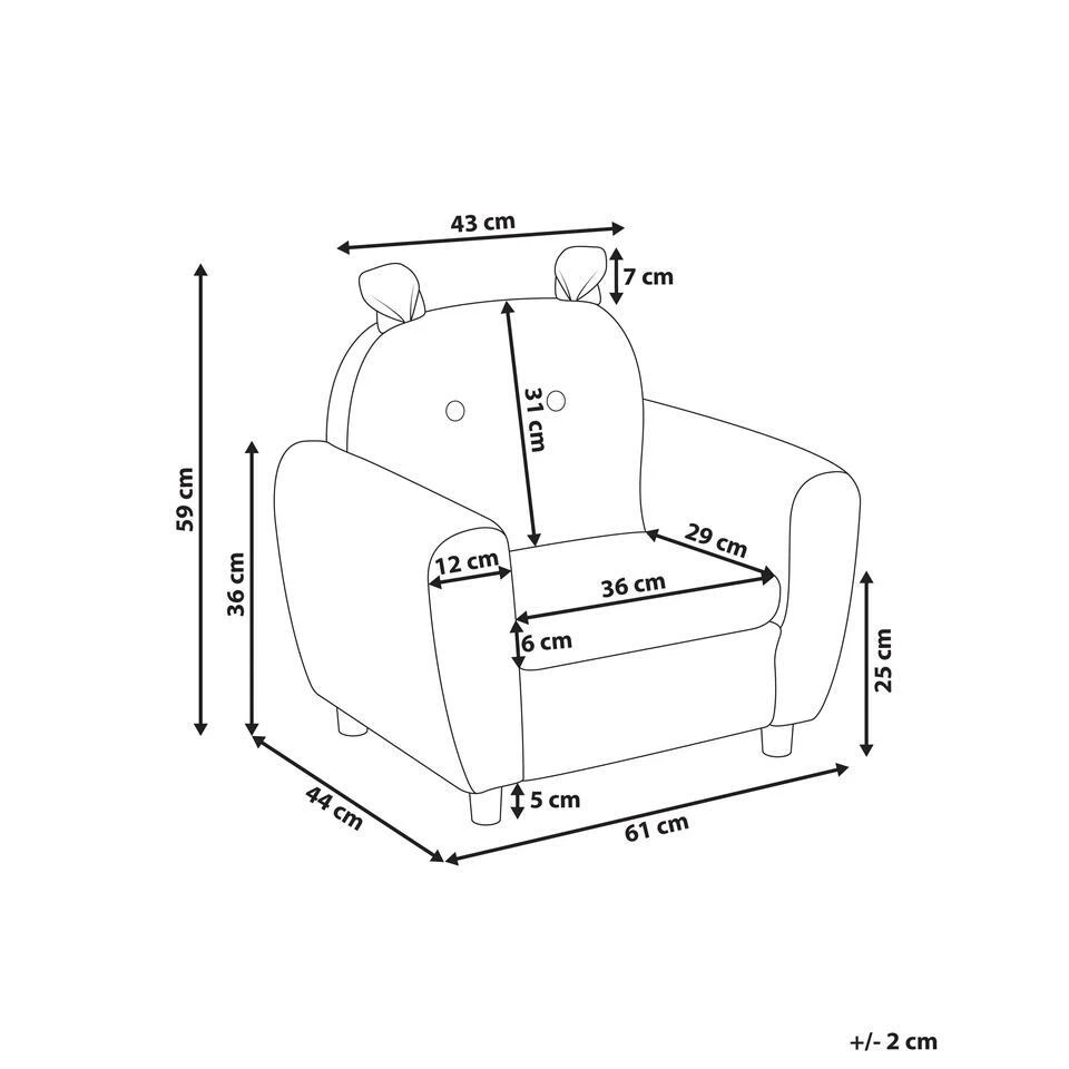 MARIBO - Kinderfauteuil - Beige - Linnen 5 MARIBO - Kinderfauteuil - Beige - Linnen - Afbeelding 3