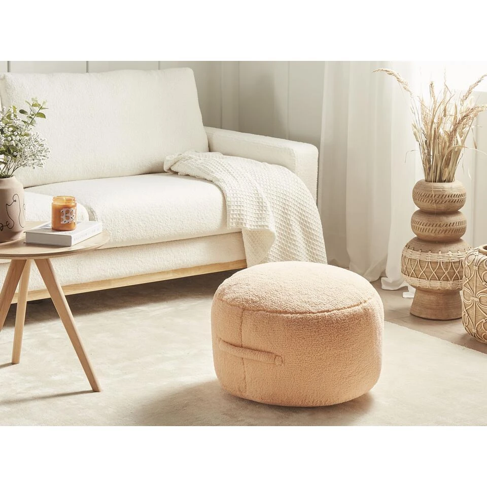 ADLANA - Poef - Oranje - Stof 4 ADLANA - Poef - Oranje - Stof - Afbeelding 2