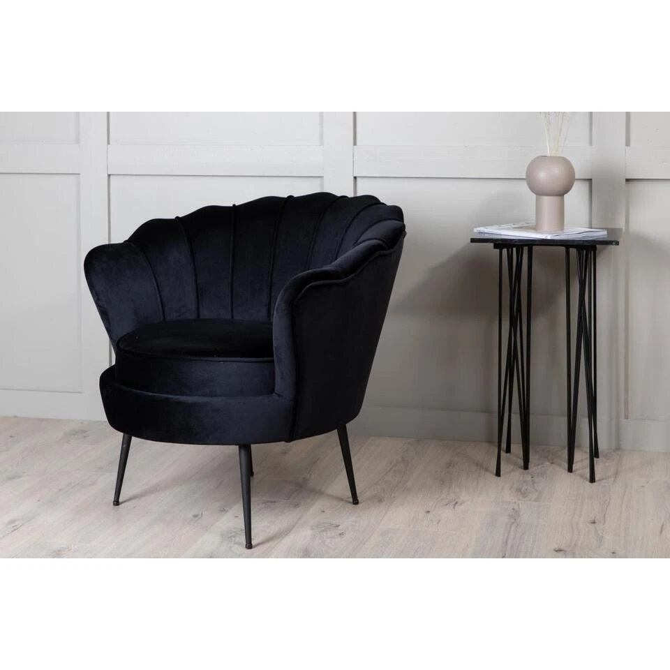 Svea - Rano Fauteuil - Velvet - Zwart 4 Svea - Rano Fauteuil - Velvet - Zwart - Afbeelding 2