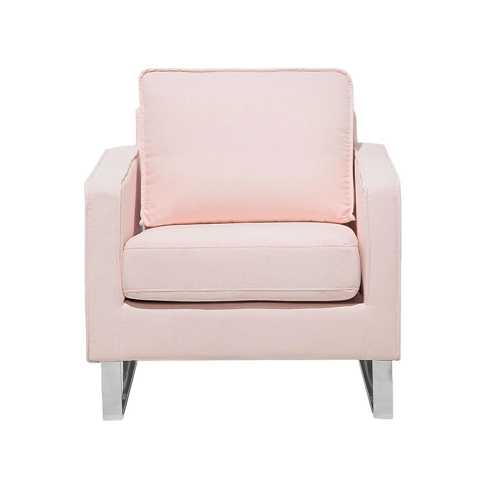 Beliani Fauteuil VIND - Roze Polyester 6 Beliani Fauteuil VIND - Roze Polyester - Afbeelding 4