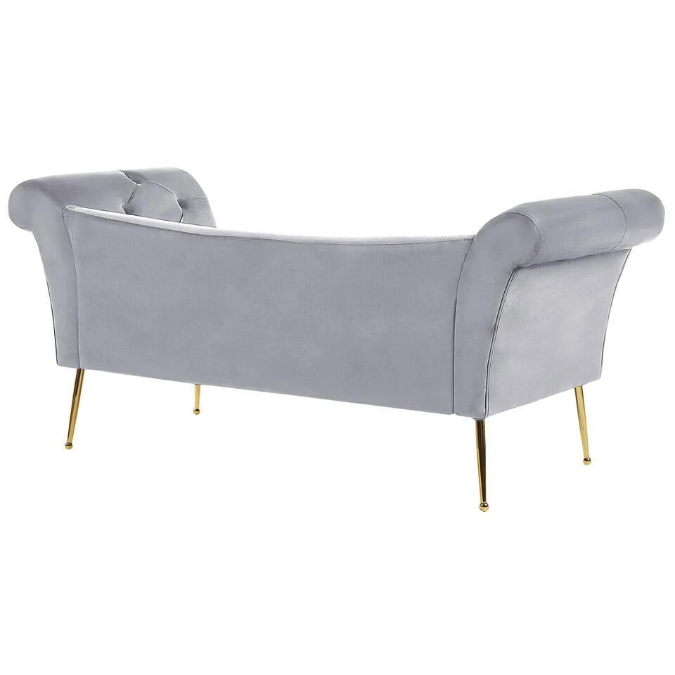 NANTILLY - Chaise Longue - Grijs - Symmetrisch - Fluweel 7 NANTILLY - Chaise Longue - Grijs - Symmetrisch - Fluweel - Afbeelding 5