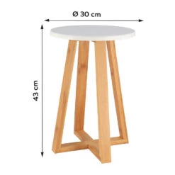 Merkloos Tendance Bijzet Krukje - Wit - Bamboe Hout - D30 X H43 Cm -LeenBakker Winkel 9006bffe9df54304bbcc79c4d81c799a
