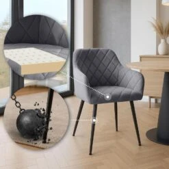 CLP Set Van 2 Eetkamerstoel Monett Zwart Frame - Fluweel - Donkergrijs -LeenBakker Winkel 900b3a88e22a49a59e305f6302e88fcd