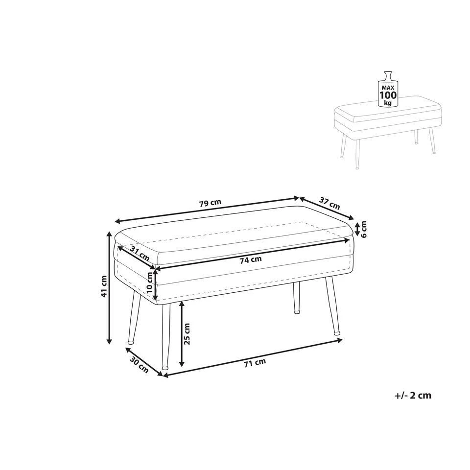 DURHAM - Bankje - Roze - Fluweel 5 DURHAM - Bankje - Roze - Fluweel - Afbeelding 3