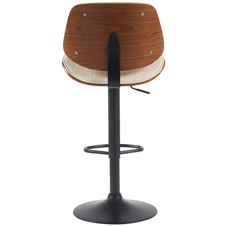 CLP Set Van 2 Barkruk Clawson Zwart Frame - Kunstleer - Walnoot/creme 8 CLP Set Van 2 Barkruk Clawson Zwart Frame - Kunstleer - Walnoot/creme - Afbeelding 6