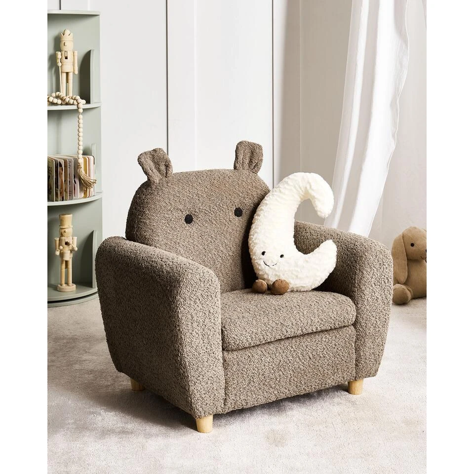 MARIBO - Kinderfauteuil - Bruin - Bouclé 4 MARIBO - Kinderfauteuil - Bruin - Bouclé - Afbeelding 2