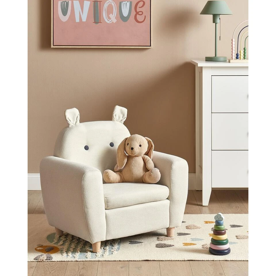 MARIBO - Kinderfauteuil - Beige - Linnen 4 MARIBO - Kinderfauteuil - Beige - Linnen - Afbeelding 2