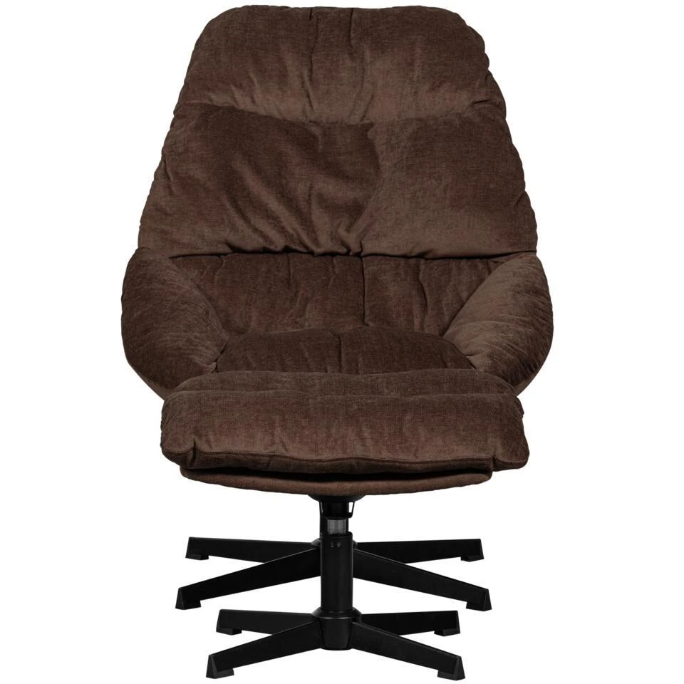 WOOOD Yaro Draaifauteuil Met Hocker - Chenille - Espresso - 94x71x83 6 WOOOD Yaro Draaifauteuil Met Hocker - Chenille - Espresso - 94x71x83 - Afbeelding 4