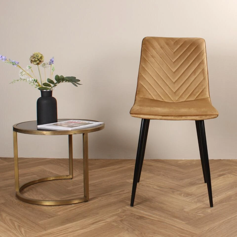 DS4U - Gaby Eetkamerstoel Velvet Goud 5 DS4U - Gaby Eetkamerstoel Velvet Goud - Afbeelding 3