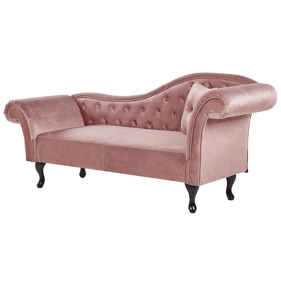 LATTES - Chaise Longue - Roze - Rechterzijde - Fluweel 6 LATTES - Chaise Longue - Roze - Rechterzijde - Fluweel - Afbeelding 4