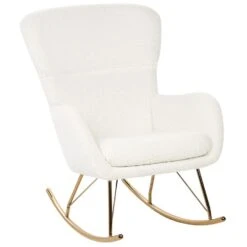 ANASET - Schommelstoel - Wit/Goud - Bouclé 16 ANASET - Schommelstoel - Wit/Goud - Bouclé -LeenBakker Winkel 9829b3e7ce1b47fd915248261d0a08eb