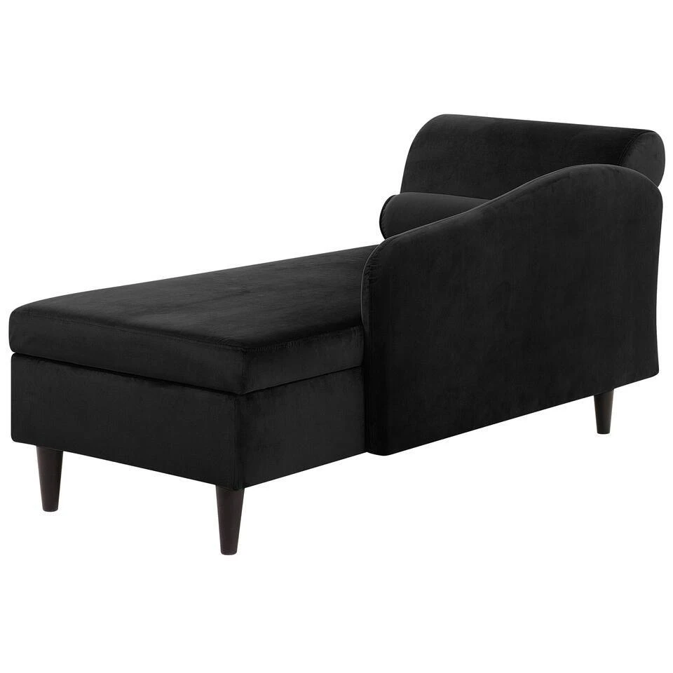 LUIRO - Chaise Longue - Zwart - Linkerzijde - Fluweel 7 LUIRO - Chaise Longue - Zwart - Linkerzijde - Fluweel - Afbeelding 5
