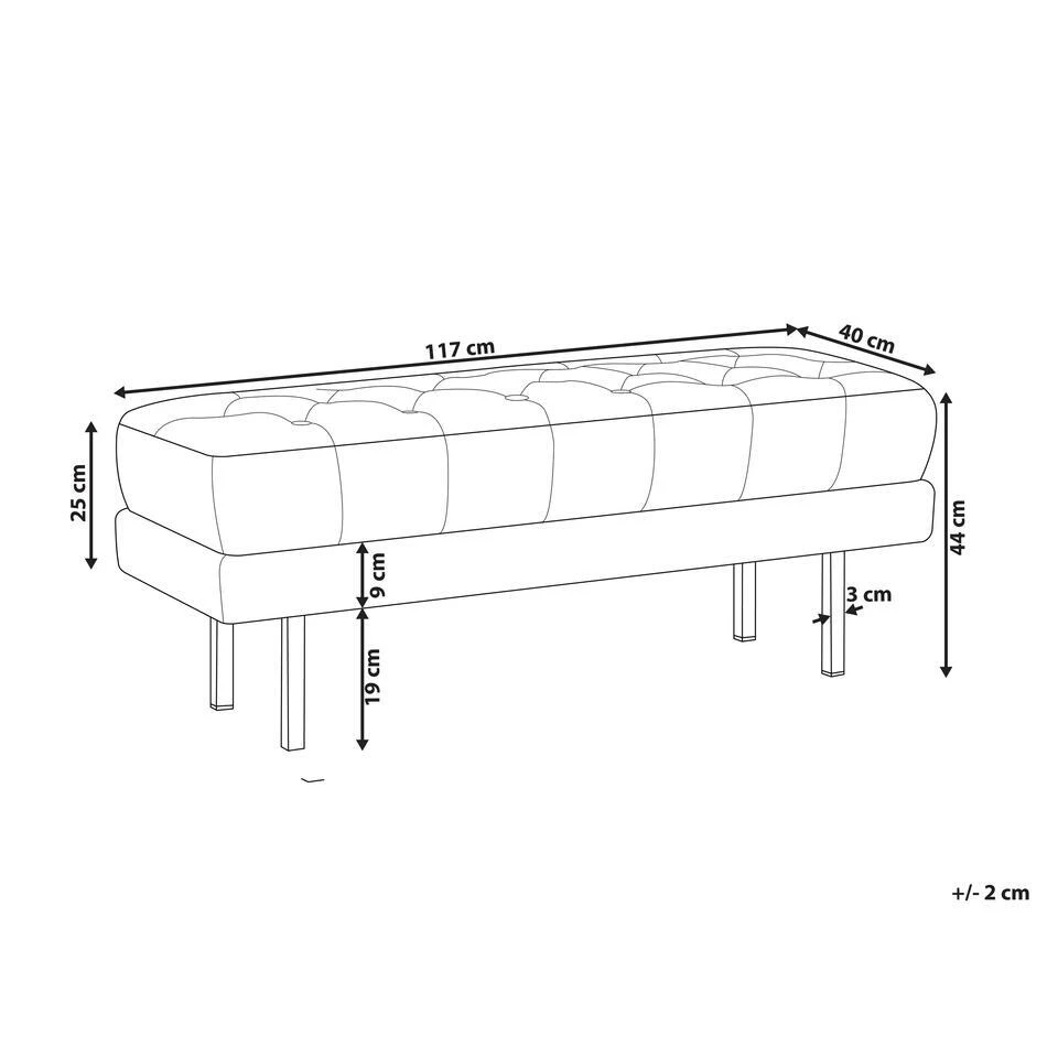 ROSEVILLE - Bankje - Beige - Fluweel 5 ROSEVILLE - Bankje - Beige - Fluweel - Afbeelding 3