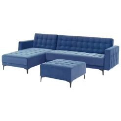 ABERDEEN - Slaapbank Met Ottomaan - Blauw - Rechtszijdig - Fluweel 16 ABERDEEN - Slaapbank Met Ottomaan - Blauw - Rechtszijdig - Fluweel -LeenBakker Winkel 99150e03e7e44659a998fd2513e464cf
