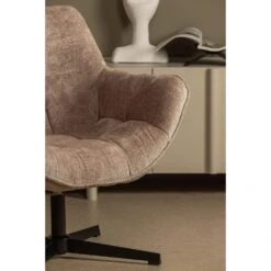 WOOOD Wibo Draaifauteuil - Chenille - Taupe - 94x71x83 -LeenBakker Winkel 99c3585910a747f6aa923d5d28b696fc