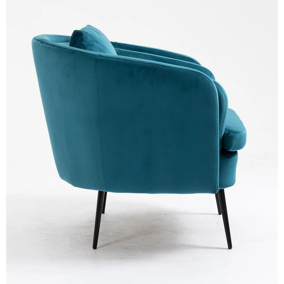 Salonstoel Van Metaal En Eendblauw Fluweel 8 Salonstoel Van Metaal En Eendblauw Fluweel - Afbeelding 6