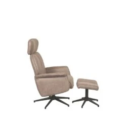 LABEL51 Fauteuil Verdal - Taupe - Micro Suede - Incl. Hocker - 79x77x109 Cm -LeenBakker Winkel 9b80b88f69de4a068002ad8432b82755
