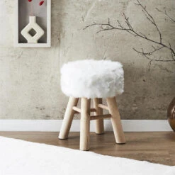 Home Deco Factory Bijzet Krukje Pluche - Dennenhout - 28 X 40 Cm -LeenBakker Winkel 9b8a20c0139b4c7d9cce2e844759a669