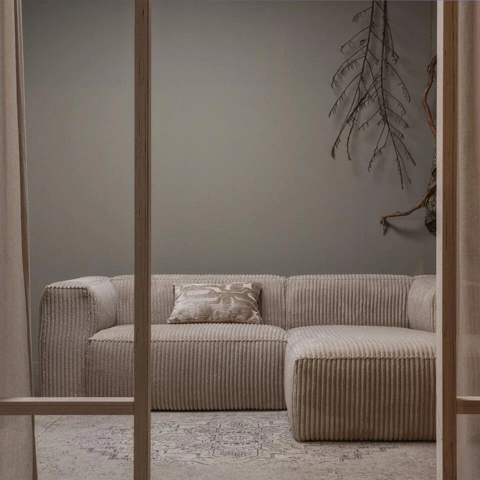 WOOOD Bean Chaise Longue Bank Rechts - Ribstof - Travertin -73x254x178 7 WOOOD Bean Chaise Longue Bank Rechts - Ribstof - Travertin -73x254x178 - Afbeelding 5