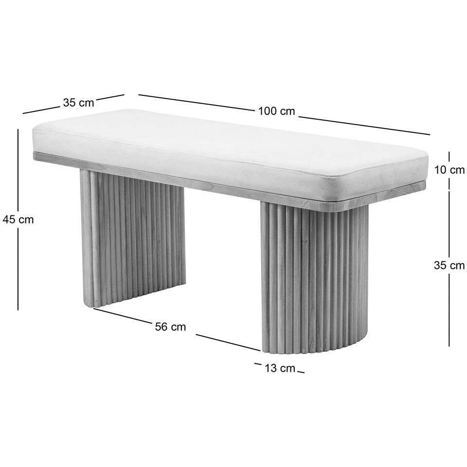 Bank Van Massief Hout En Witte Lussen 7 Bank Van Massief Hout En Witte Lussen - Afbeelding 5