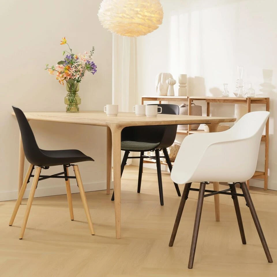 Nolon Nena-Liz Eetkamerstoel Wit - Beige - Zwarte Houten Poten 8 Nolon Nena-Liz Eetkamerstoel Wit - Beige - Zwarte Houten Poten - Afbeelding 6