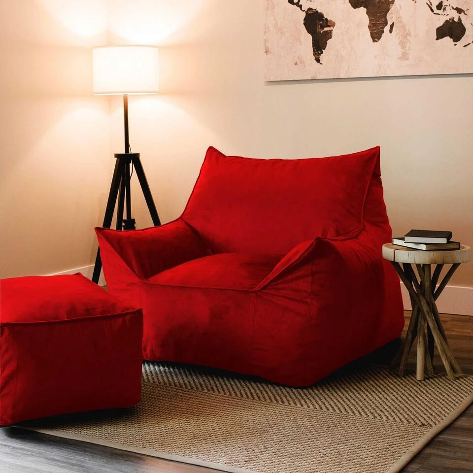 Emob Atelier Del Sofa Poef - Waterdicht Piepschuim - Rood 4 Emob Atelier Del Sofa Poef - Waterdicht Piepschuim - Rood - Afbeelding 2