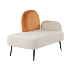 ARCEY - Chaise Longue - Wit/Oranje - Fluweel -LeenBakker Winkel 9eab04c6f5c2473c842c85db6ae32d78