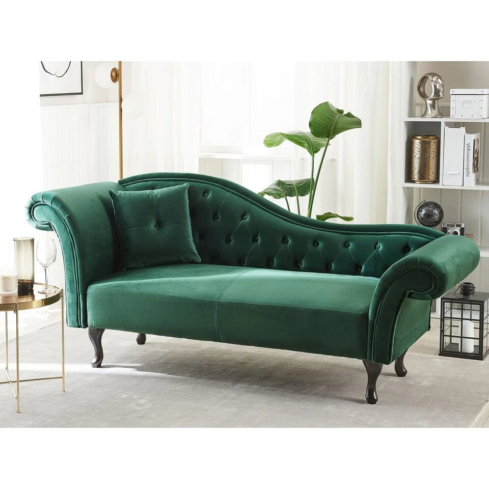 LATTES - Chaise Longue - Groen - Linkerzijde - Fluweel 4 LATTES - Chaise Longue - Groen - Linkerzijde - Fluweel - Afbeelding 2