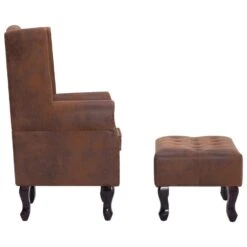 VidaXL Fauteuil En Voetenbank Chesterfield-stijl Kunstsuède Bruin 8 VidaXL Fauteuil En Voetenbank Chesterfield-stijl Kunstsuède Bruin -LeenBakker Winkel a2879054251d4744b17e532ce32deb87