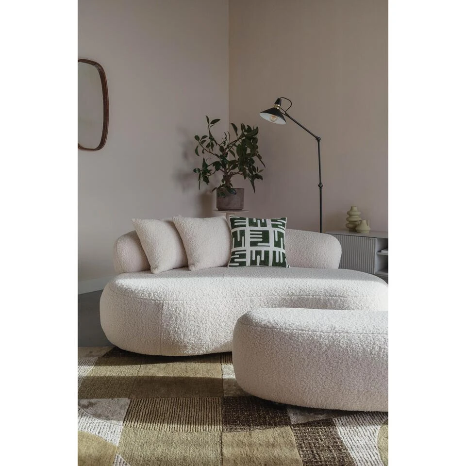 Housecraft Noxx Hocker Teddy Stof Wit 4 Housecraft Noxx Hocker Teddy Stof Wit - Afbeelding 2