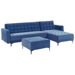 ABERDEEN - Slaapbank Met Ottomaan - Blauw - Linkszijdig - Fluweel -LeenBakker Winkel a3c61efb14d245ddaec70aed6e20f2b1