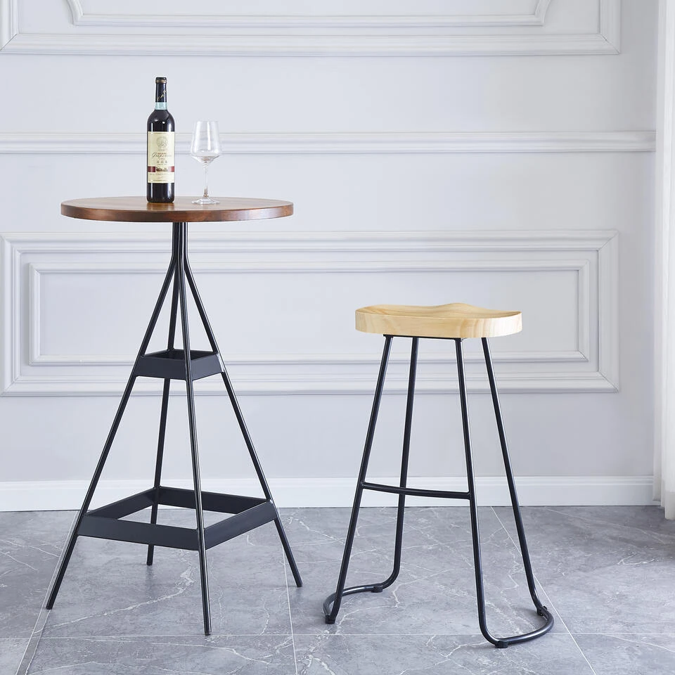 Set Van 2 Metalen Barkrukken In Natuurlijk Essen 4 Set Van 2 Metalen Barkrukken In Natuurlijk Essen - Afbeelding 2