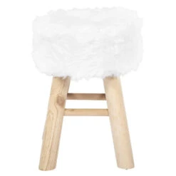 Home Deco Factory Bijzet Krukje Pluche - Dennenhout - 28 X 40 Cm -LeenBakker Winkel a51e39baa21d45899467d7d4c92acceb