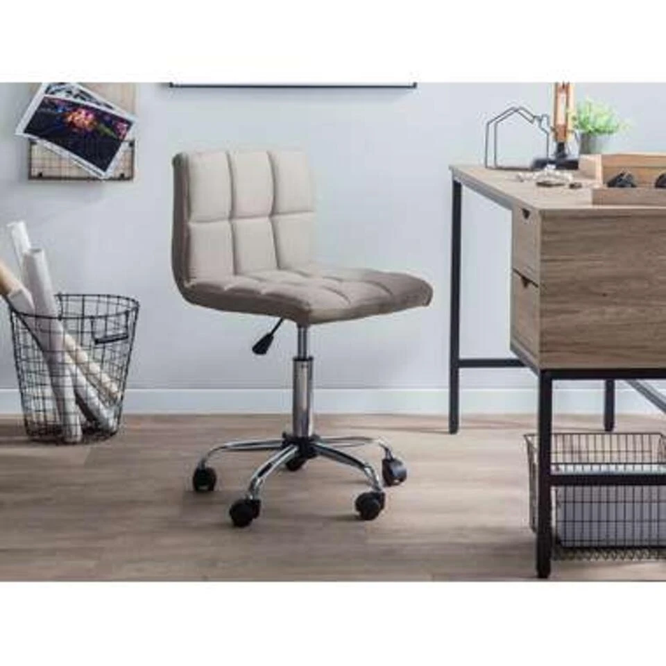 Beliani Bureaustoel MARION - Beige Polyester 4 Beliani Bureaustoel MARION - Beige Polyester - Afbeelding 2