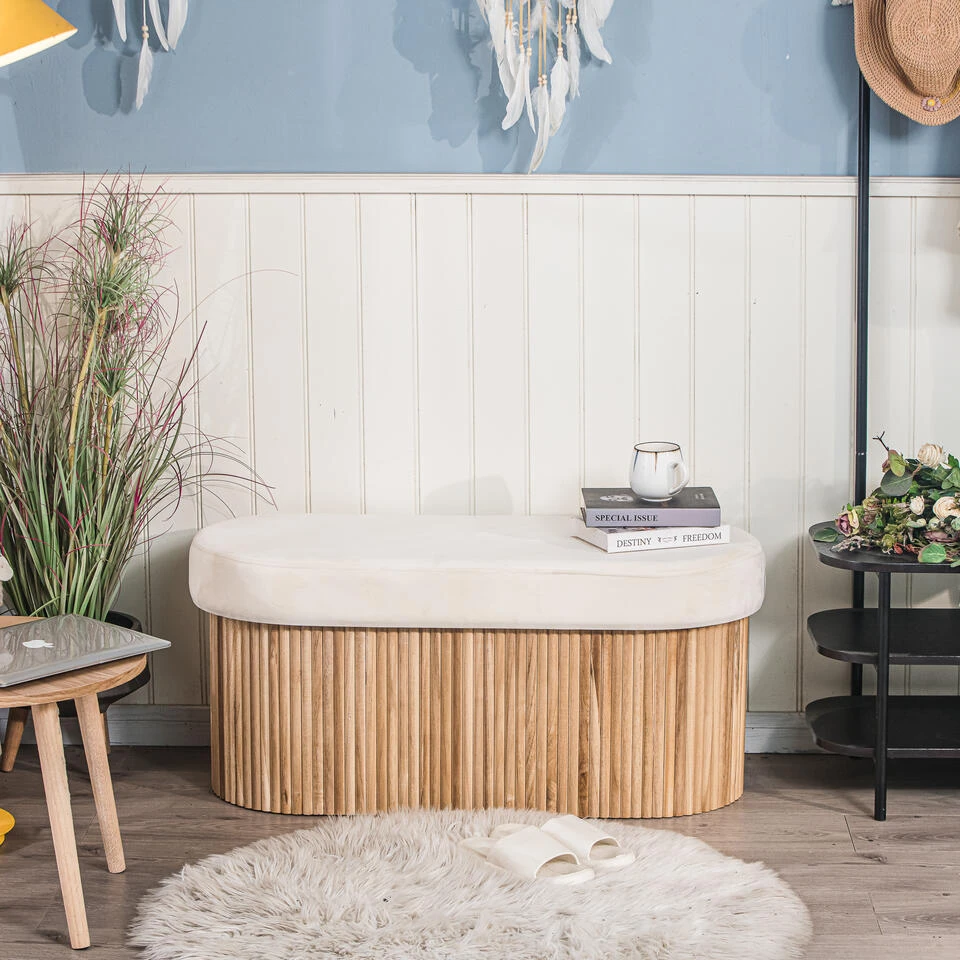 Bank Met Opbergruimte Enl Fluweel 4 Bank Met Opbergruimte Enl Fluweel - Afbeelding 2