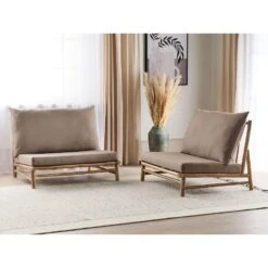 TODI - Fauteuil Set Van 2 - Lichthout/Taupe - Bamboe -LeenBakker Winkel a582cbed38524156b4756aac6651c6d8