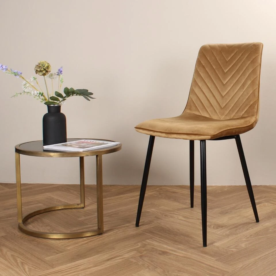 DS4U - Gaby Eetkamerstoel Velvet Goud 4 DS4U - Gaby Eetkamerstoel Velvet Goud - Afbeelding 2