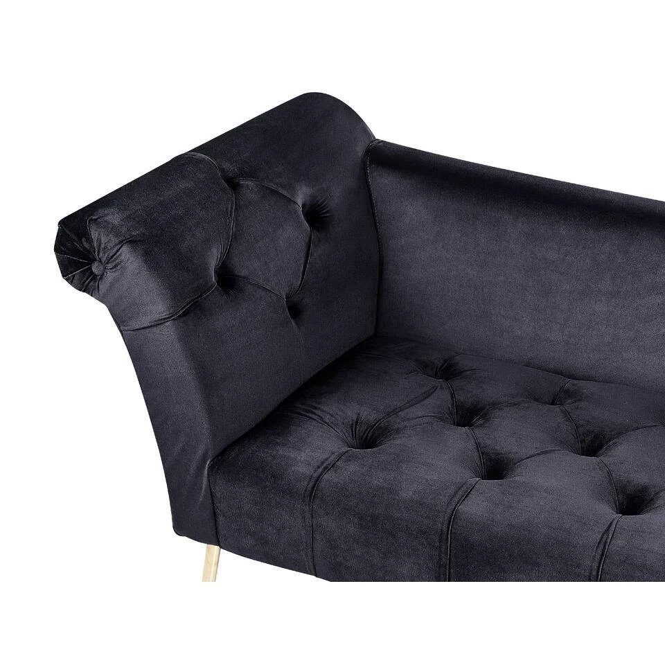 NANTILLY - Chaise Longue - Zwart - Fluweel 8 NANTILLY - Chaise Longue - Zwart - Fluweel - Afbeelding 6