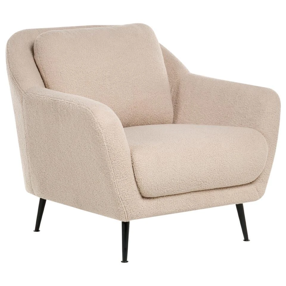 EIBY - Fauteuil - Beige - Bouclé 7 EIBY - Fauteuil - Beige - Bouclé - Afbeelding 5