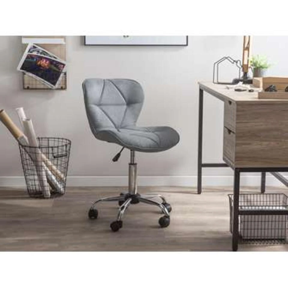 Beliani Bureaustoel VALETTA - Grijs Polyester 4 Beliani Bureaustoel VALETTA - Grijs Polyester - Afbeelding 2