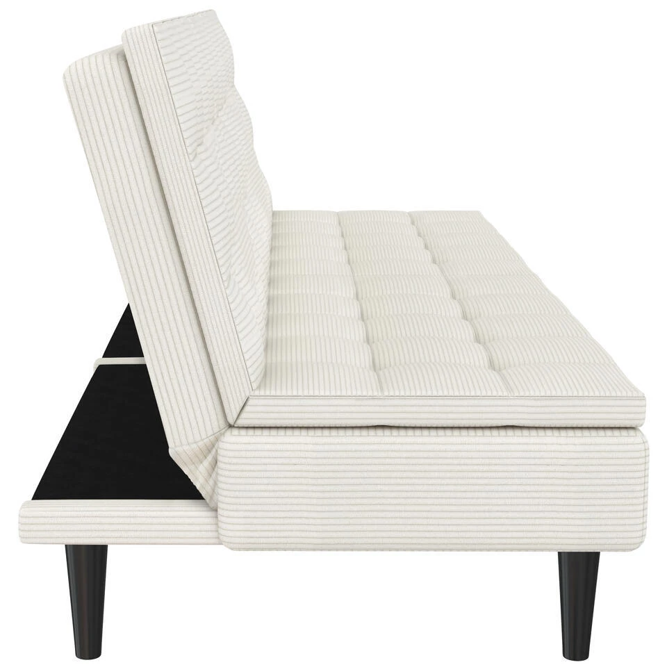 Maine - Slaapbank In Crèmekleurige Ribstof 7 Maine - Slaapbank In Crèmekleurige Ribstof - Afbeelding 5