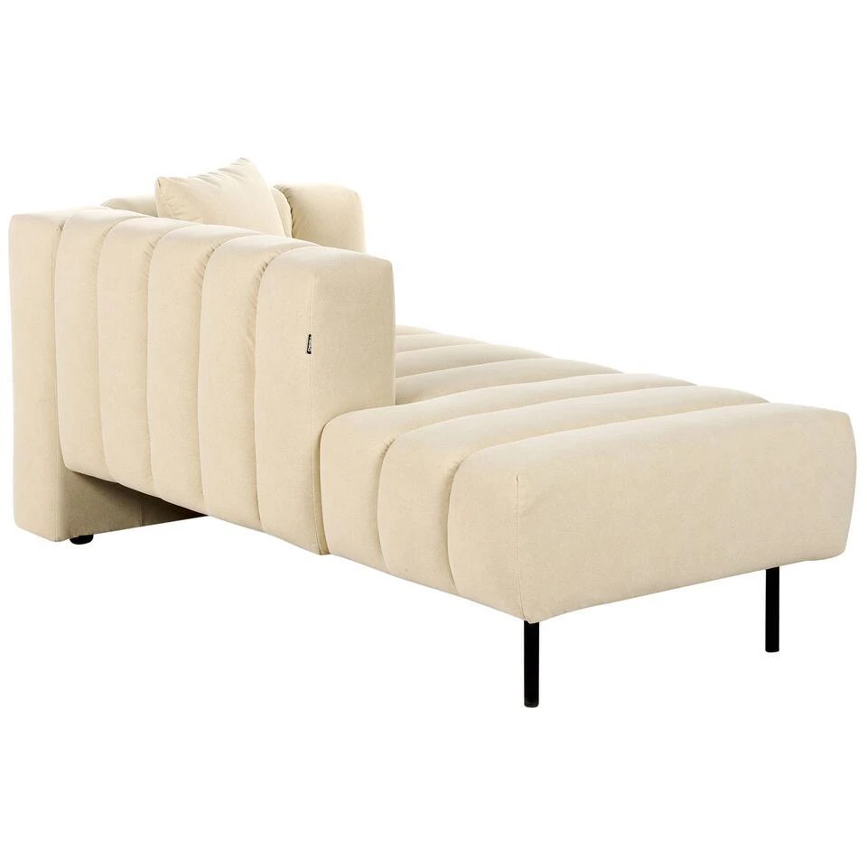 LANNILS - Chaise Longue - Beige - Rechtszijdig - Fluweel 7 LANNILS - Chaise Longue - Beige - Rechtszijdig - Fluweel - Afbeelding 5