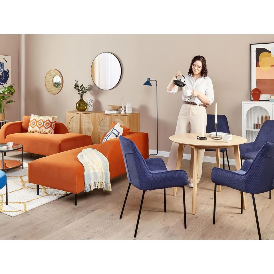 LE CRAU - Chaise Longue - Oranje - Linkerzijde - Fluweel 7 LE CRAU - Chaise Longue - Oranje - Linkerzijde - Fluweel - Afbeelding 5