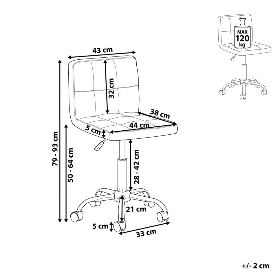 MARION - Bureaustoel - Beige - Kunstleer 6 MARION - Bureaustoel - Beige - Kunstleer - Afbeelding 4