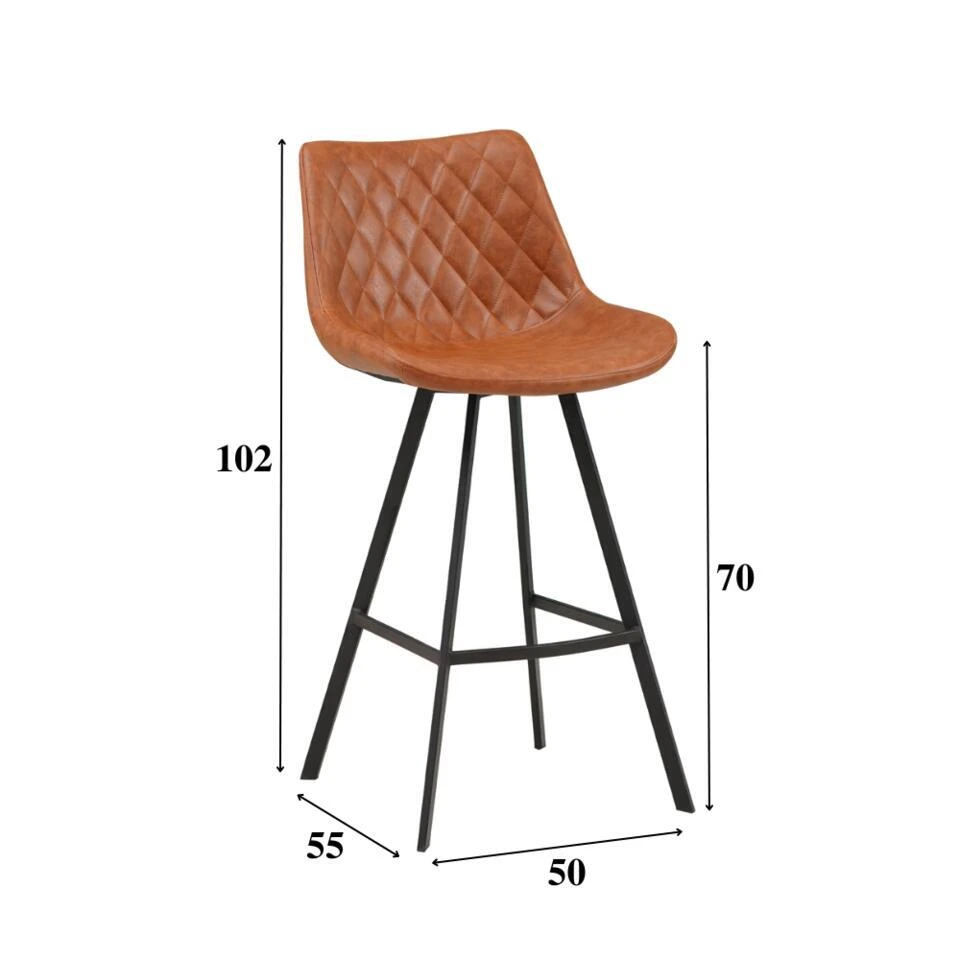 Industriële Barkruk Juno Cognac - Zithoogte 70 Cm - Kunstleder - Bruin 10 Industriële Barkruk Juno Cognac - Zithoogte 70 Cm - Kunstleder - Bruin - Afbeelding 8