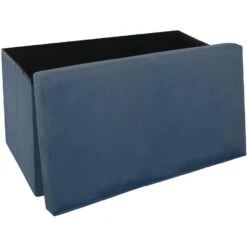 Atmosphera Poef/hocker - Opbergbox - Blauw - PU/MDF - 76 X 38 Cm -LeenBakker Winkel ae94fd28dcb84162b7cadd56770b333a