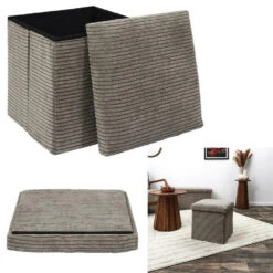 Home Deco - Poefje - Opbergbox - Rib - Zacht Taupe - 38 X 38cm -LeenBakker Winkel aea104eb64a7456a995281cae57f6199