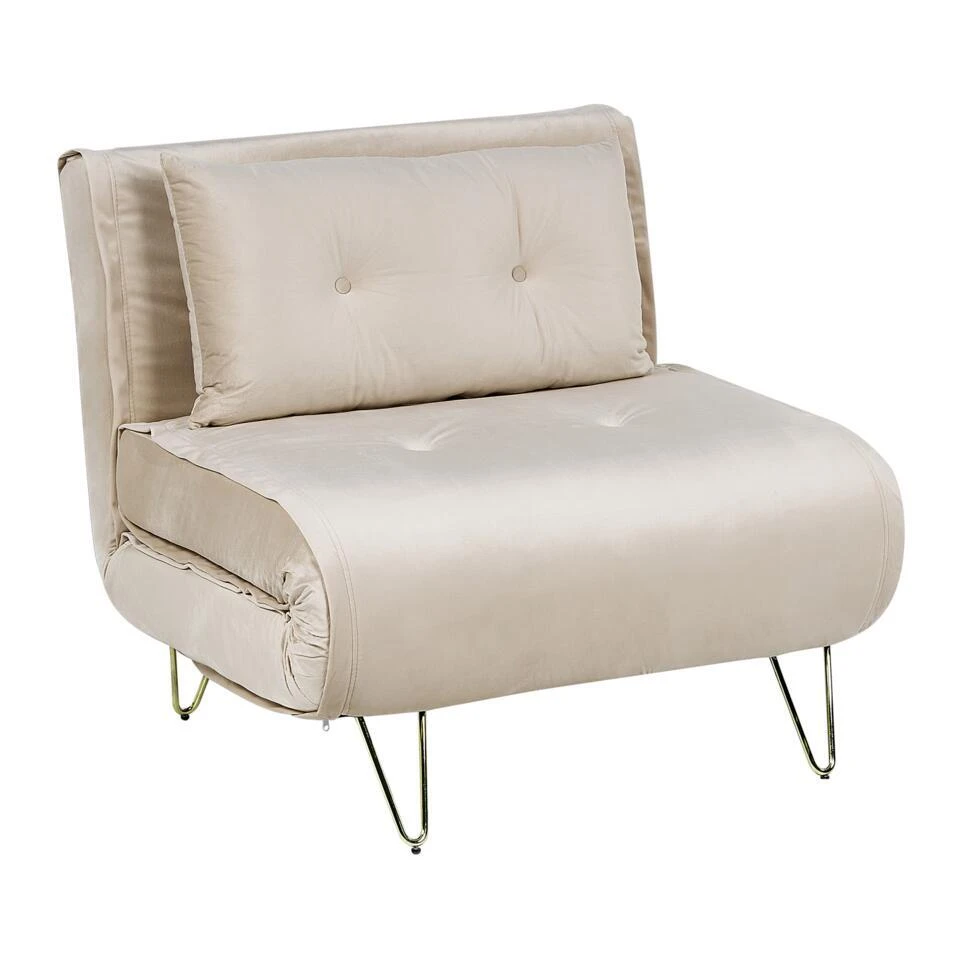 VESTFOLD - Slaapbank - Beige - Fluweel 10 VESTFOLD - Slaapbank - Beige - Fluweel - Afbeelding 8